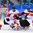 GANGNEUNG, SOUTH KOREA - FEBRUARY 24: Canada's Kevin Poulin #31, Chris Lee #4 and Mat Robinson #37 battle for the puck with Czech Republic's Jan Kovar #43 during bronze medal round action at the PyeongChang 2018 Olympic Winter Games. (Photo by Matt Zambonin/HHOF-IIHF Images)

